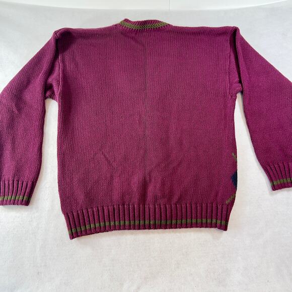 Empress Sportswear LTD. Cardigan Sweater Woman's L 5- Button Up Purple Argyle - Picture 3 of 9